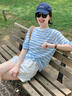 樂卡利防曬罩衫女韓系藍色條紋長袖T恤夏季小個子寬松外搭薄款空調上衣 寬松長袖藍條紋防曬T恤 80-120斤 均碼 曬單實拍圖