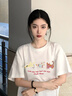 茯見 短袖t恤女2025夏季新款白色純棉寬松半袖美式印花設計百搭上衣 白色L碼【建議90-110斤】 曬單實拍圖