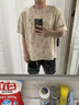 GXG男裝 235g重磅滿(mǎn)印花卉圖案短袖T恤 24年夏季 卡其色 180/XL 曬單實(shí)拍圖