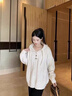 妙戀多慵懶風(fēng)衛(wèi)衣女秋冬寬松加厚軟糯連帽針織毛衣女2025新款韓版早秋款 米白色 S （建議120斤-130斤） 曬單實拍圖