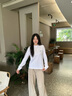 Calvin KleinJeans25秋季新款女士休閑通勤ck純棉刺繡純色打底長袖T恤47D269G YAA-月光白 S 曬單實拍圖