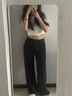 UR2025夏季新款女裝復(fù)古設(shè)計(jì)感菱格圖案牛仔長(zhǎng)褲UYY850150 正黑 26 曬單實(shí)拍圖