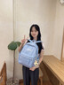 卡帝奢ins原宿風(fēng)初中生小眾設計感書(shū)包女高中大學(xué)生高顏值休閑雙肩背包 藍色【帶小酷毛球掛件】 曬單實(shí)拍圖