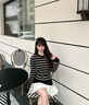 TOMMY HILFIGER【絞花肌理】25新款秋冬女條紋毛衣純色圓領(lǐng)針織開(kāi)衫 【條紋絞花】黑白條紋BDS XS （推薦：100斤以下） 曬單實(shí)拍圖