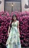 微光里連衣裙子女夏季2025新款海邊度假風(fēng)印花小飛袖吊帶收腰仙女長(zhǎng)裙子 莫奈藍(lán)色M【建議95-105斤】 曬單實(shí)拍圖
