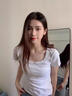 邦帛世短袖T恤女2025年夏季休閑修身正肩純色方領(lǐng)百搭學(xué)院風(fēng)穿搭上衣 短袖女【方領(lǐng)白色】 M 推薦【85-100斤】 曬單實(shí)拍圖