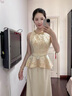 枝己新中式新娘旗袍2025新款訂婚禮服女高級感敬酒服新中式連衣裙 HF052(僅女裝) M 曬單實拍圖
