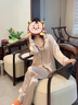 金三塔真絲睡衣女100%桑蠶絲外穿涼感兩件套睡褲居家服禮物 [熱薦]19姆米香妃色 XL 曬單實(shí)拍圖