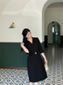 法莎羅兒（FASLOV）夏季連衣女裙氣質(zhì)女神范西裝裙高級(jí)感職場(chǎng)主持人正裝美容院工作服 藍(lán)色(七分袖連衣裙) M 曬單實(shí)拍圖