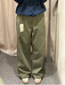 無(wú)印良品（MUJI）女式水洗人字紋工裝直筒褲褲子女款長(cháng)褲休閑褲純棉女裝25年秋季 卡其綠 M （160/66A） 曬單實(shí)拍圖