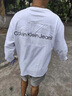 CALVIN KLEIN JEANS浮雕長(cháng)袖刺繡純.棉新款字母T恤百搭圓領(lǐng)同款上衣情侶男女寬松印花 白色浮雕 L  120-140斤 曬單實(shí)拍圖