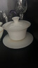 蘇氏陶瓷（SUSHI CERAMICS）素?zé)N羊脂玉薄胎泡茶碗浮雕江山三才蓋碗150ml禮盒裝J1149 曬單實拍圖