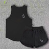 Flipbelt飛比特田徑背心訓練服套裝跑步速干運動背心短褲三分男女馬拉松夏 黑色背心+三分短褲（飛比特運動套裝） L（推薦100-115斤） 曬單實拍圖
