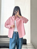 矜持范襯衫女2025秋季新款韓版寬松長(cháng)袖開(kāi)衫顯瘦小個(gè)子女士襯衫 粉色 M 【88-100斤】 曬單實(shí)拍圖