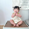 班喜迪嬰兒衣服夏裝包屁衣薄款嬰幼兒女寶寶連體衣超萌公主吊帶哈衣夏季 綠色 66cm 曬單實拍圖