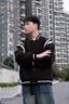 安初夏棒球服外套男套裝春秋款潮牌痞帥夾克一整套搭配帥氣牛仔褲三件套 外套黑+長白T+牛仔褲藍(lán)【三件】 XL 建議120-140斤 曬單實(shí)拍圖