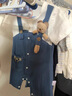 G.DUCKKIDS小黃鴨牛仔連體衣嬰兒夏裝兄妹裝背帶假兩件萌寶寶衣服夏季薄款 男寶--小熊 66cm 66cm 建議1-4月，10-14斤 曬單實(shí)拍圖