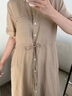 TOMMY HILFIGER【復(fù)古工裝風(fēng)】25夏季女裝斜紋收腰顯瘦襯衫裙連衣裙04316 深綠色L9F M 曬單實(shí)拍圖
