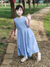 G.DUCKKIDS女童夏季簡(jiǎn)約連衣裙2025新款中大童韓版時(shí)尚背心裙小女孩純色裙子 藍(lán)色無(wú)袖連衣裙 150 cm 曬單實(shí)拍圖