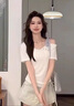 衣然呈品甜美不規(guī)則短袖T恤女夏季新款大碼胖mm設(shè)計(jì)感露肩修身顯瘦上衣女 白色 M 【建議90-110斤】 曬單實(shí)拍圖