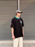 古由卡（GUUKA）休閑t恤短袖男士潮流半截袖寬松型男裝夏季2025新款打底衫五分袖 黑色 M 曬單實拍圖