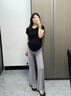 奶油兔孕婦褲春秋薄款外穿2025莫代爾微喇叭闊腿褲孕期休閑垂感拖地長(cháng)褲 灰色 L 【建議110-130斤】 曬單實(shí)拍圖