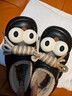 卟橡防水棉拖鞋女士秋冬季2025新款室內家居厚底保暖加絨包跟防滑棉鞋 黑色大眼睛 36-37 【適合35/36腳穿】 曬單實(shí)拍圖