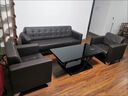 辦公沙發(fā)茶幾組合現代休閑會(huì )客三人接待小型會(huì )議室辦公室真皮沙發(fā) 黑色1+1+3 曬單實(shí)拍圖
