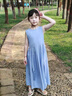 G.DUCKKIDS女童夏季簡(jiǎn)約連衣裙2025新款中大童韓版時(shí)尚背心裙小女孩純色裙子 藍(lán)色無(wú)袖連衣裙 150 cm 曬單實(shí)拍圖