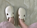 新款半拖洞洞鞋女包頭拖鞋夏季外穿涼拖女學(xué)生懶人鞋厚底防滑涼鞋 白色 40-41 曬單實拍圖