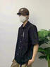 主意范（ZHUYIFAN）胖子超大碼休閑襯衫男士短袖夏季寬松大碼冰絲學生外套襯衣套裝 黑色 4XL (190) 180-205斤 曬單實拍圖