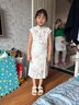 迪士尼女童旗袍高端國風(fēng)兒童新中式夏款小女孩民國風(fēng)日常甜美連衣裙洋氣 粉色 150 曬單實拍圖