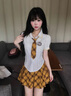 蝶嬌諾（DIEJIAONUO）連衣裙子女夏季2025新款韓系氛圍美式JK制服套裝女夏季學(xué)院風(fēng)辣妹 圖片色套裝 S 曬單實(shí)拍圖
