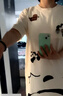 已朵100%純棉睡裙女春夏季帶胸墊短袖裙子夏天大碼睡衣女士家居服套裝 曬單實(shí)拍圖