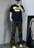 卡圖弛美式高街設計感迷彩褲子男夏季潮流復古直筒hiphop微喇工裝牛仔褲 迷彩 XL 曬單實拍圖