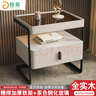 格第鐵藝床頭柜實(shí)木簡(jiǎn)約現(xiàn)代設(shè)計(jì)師款家用臥室個(gè)性創(chuàng)意時(shí)尚巖板置物架 【TB6】米白色（鐵+鋼化玻璃） 曬單實(shí)拍圖