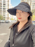 目丸空頂遮陽帽女防曬防紫外線可折疊大帽檐戶外時尚透氣太陽蛋卷帽子 黑色-蛋卷帽 【可折疊】 曬單實拍圖