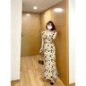 棉致韓式甜美連衣裙女夏季2025新款學(xué)院風(fēng)絕美清純設(shè)計感收腰顯瘦長裙 杏色碎花 L 建議105-118斤 曬單實拍圖