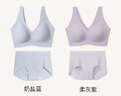 ubras七夕禮物無尺碼免拆V領內(nèi)衣女背心美背文胸罩無痕隱形內(nèi)褲套裝 柔灰紫色 均碼 A-C杯 曬單實拍圖