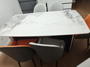 上林春天意式巖板餐桌 輕奢家用餐桌椅組合中小戶型吃飯高檔黑色奢石餐桌 【金屬桌腳】1桌6張面包椅 160cm *90*75 曬單實(shí)拍圖