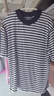 edition針織衫女夏新款帥氣中性風(fēng)撞色黑白條紋棉麻短袖T恤 白黑條色K02 M (165) 曬單實(shí)拍圖