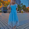G.DUCKKIDS童裝愛莎公主裙女童連衣裙夏季2024新款兒童裙子時(shí)髦女孩生日禮物 艾莎裙子+皇冠魔法棒 110 適合100-110cm年齡4-5歲 曬單實(shí)拍圖
