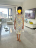 瑪米瑪卡女童夏裝無袖連衣裙夏季新款甜美飛袖連衣裙 綠色  130  曬單實拍圖