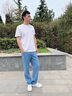吉普（JEEP）美國正品高端商務(wù)天絲牛仔褲男士夏季薄款中年寬松直筒休閑長褲子 深藍(lán)色 薄款 【國際大牌】 33 【推薦體重150-160斤】 曬單實(shí)拍圖