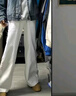 OEMG美式白色牛仔褲子男士春秋夏季cleanfit闊腿百搭休閑直筒拖地長褲 白色 L [建議105-120斤] 曬單實拍圖