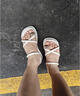微光里厚底涼鞋2025年秋冬露趾坡跟高跟鞋絕美厚底增高度假夾趾拖鞋女 白色 39 曬單實(shí)拍圖