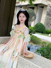 芭米諾女童漢服連衣裙夏季古風(fēng)超仙2024新款小女孩裙子夏裝兒童公主裙夏 橘色 140 曬單實(shí)拍圖