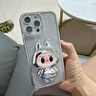 秒揚(yáng) 適用蘋果16promax手機(jī)殼新款iPhone15拉布布可愛鏡子支架14pro全包鏡頭13高級(jí)感女12奢華水鉆 【銀色】拉布布鏡子支架*自帶閃粉鏡頭膜 iPhone 16pro 曬單實(shí)拍圖