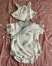 babylove【清倉(cāng)】新生兒包屁衣夏季薄款棉莫代爾短袖三角哈衣爬服嬰兒衣服 香桂月兔 52cm 曬單實(shí)拍圖