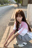 辰衣純美式甜妹學院風格子披肩純棉短袖t恤女夏季oversize韓系休閑上衣 白色（純棉優(yōu)質(zhì)版） M 曬單實拍圖